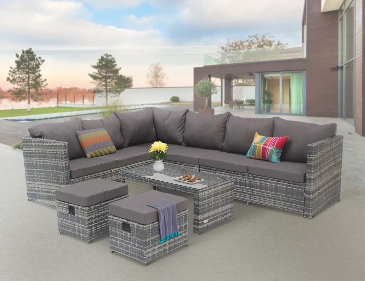 Set mobilier de gradina DeHome Zafir MG590G (Grey)