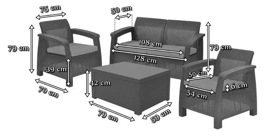 Set mobilier de gradina Keter Corfu II Box (Graphite) - 3