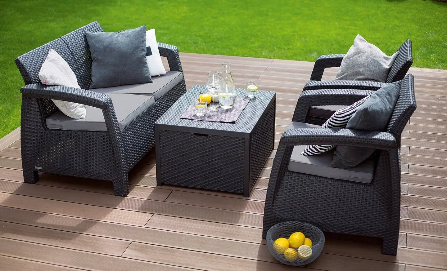 Set mobilier de gradina Keter Corfu II Box (Graphite)