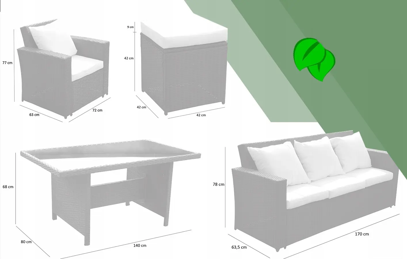 Комплект садовой мебели GardenLine ABI3347 (Grey) - 3