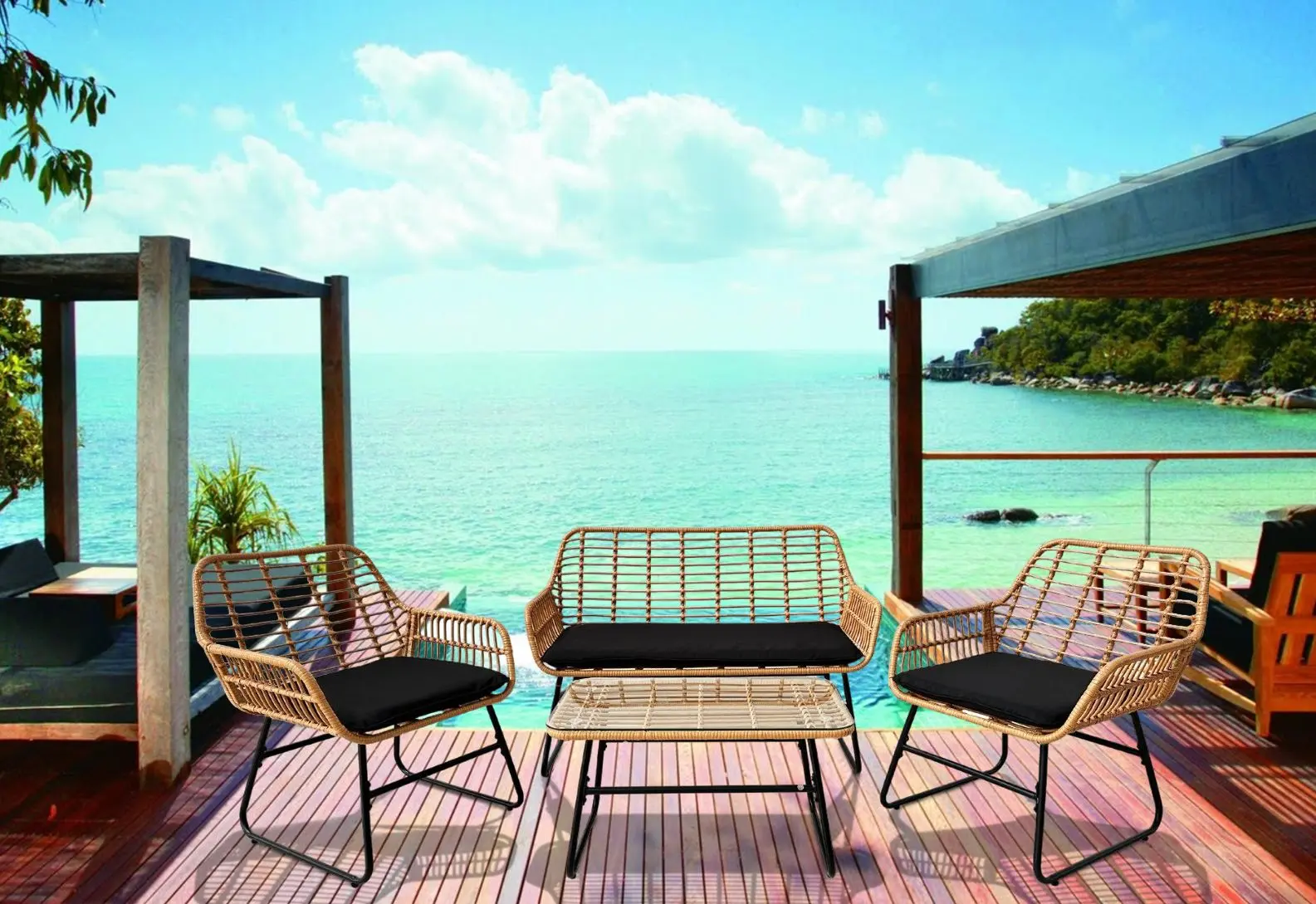 Set mobilier de gradina GardenLine ABI3415 (Light Brown/Black)