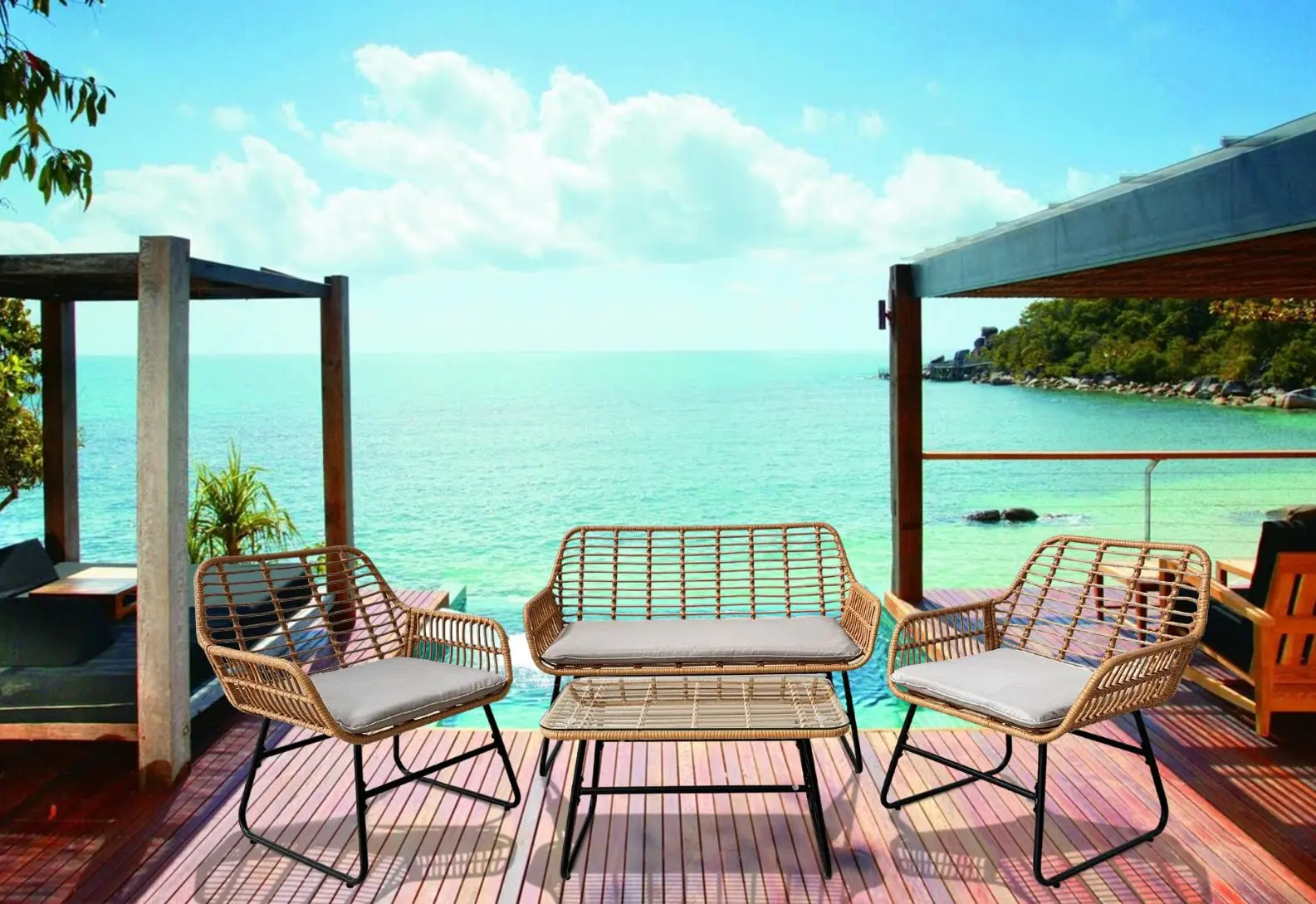 Set mobilier de gradina GardenLine ABI3422 (Light Brown/Black/Grey)