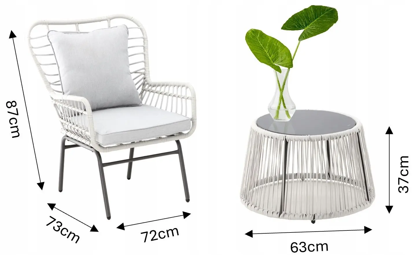 Set mobilier de gradina GardenLine ABI8052 (White/Black) - 2