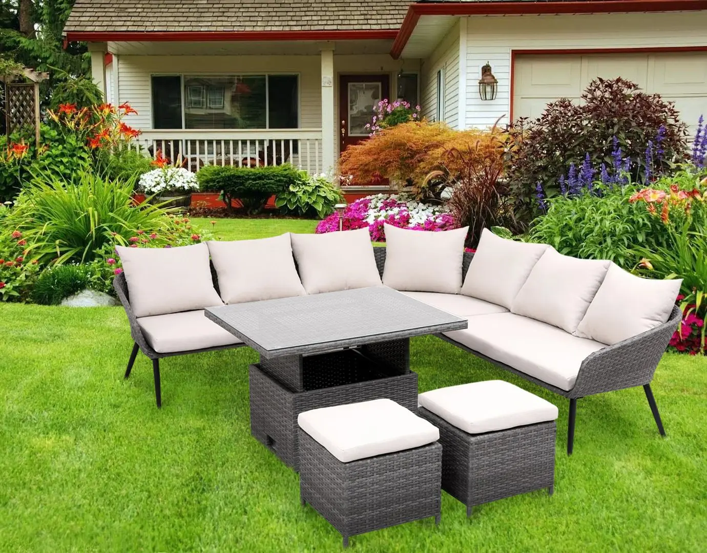Set mobilier de gradina GardenLine ABI8182 (Grey/Cream)