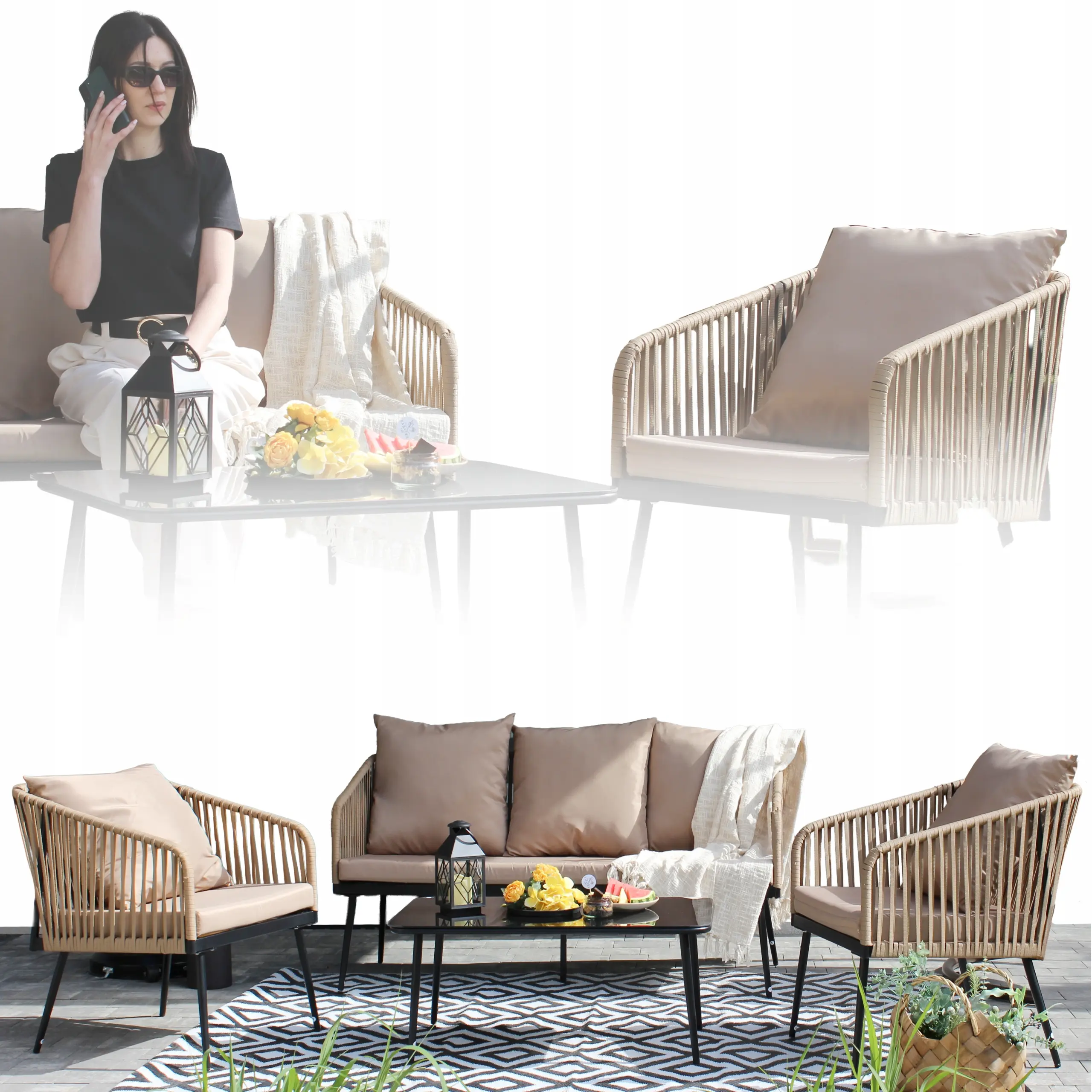 Set mobilier de gradina GardenLine ABI8517 (Beige) - 4