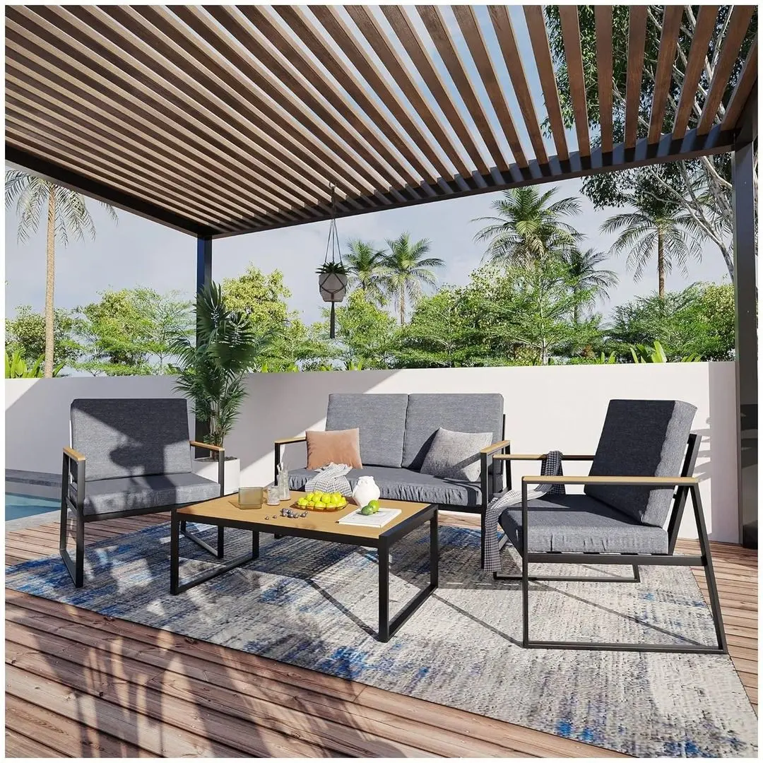 Set mobilier de gradina GardenLine ALM8120 (Grey/Natural) - 7