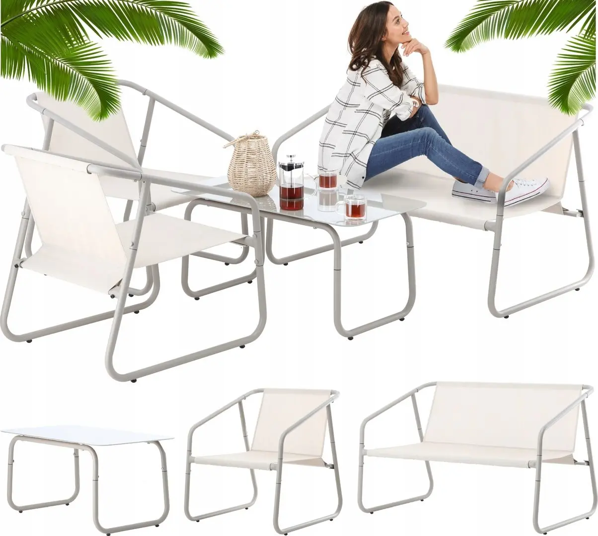 Set mobilier de gradina GardenLine ANH3811 (Beige/Grey)