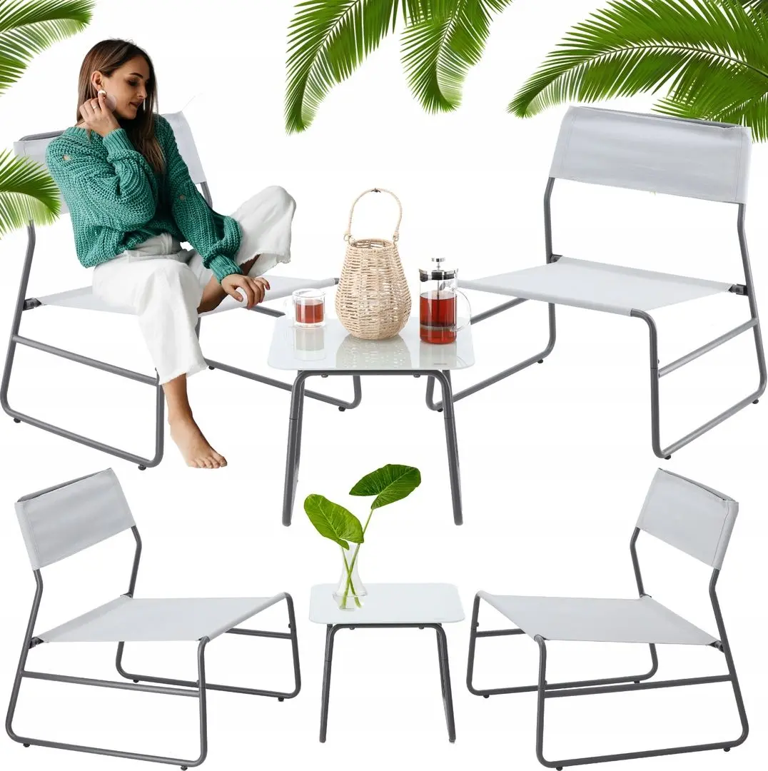 Set mobilier de gradina GardenLine ANH3835 (White/Grey) - 6