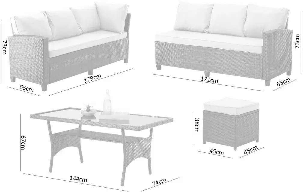 Set mobilier de gradina GardenLine Cesme ABI3517 (Beige)