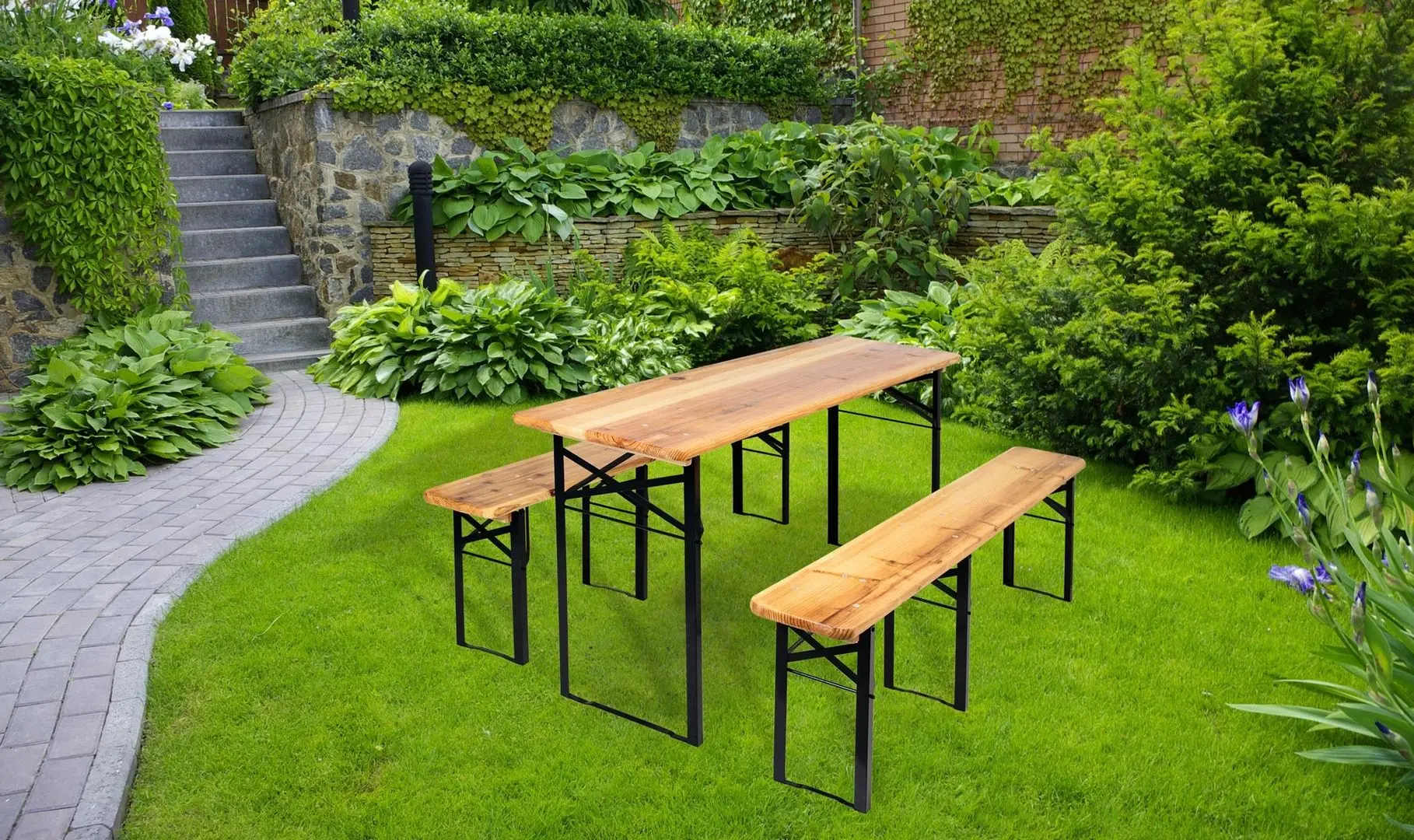 Set mobilier de gradina GardenLine MEB2745 (Wood/Black)