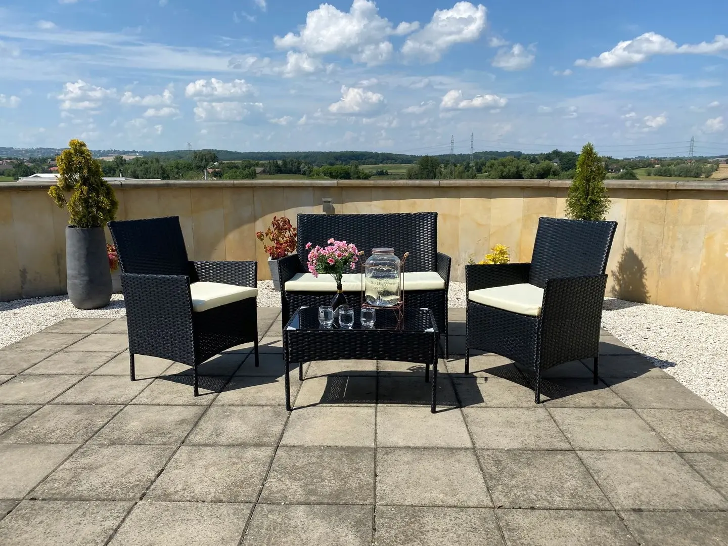 Set mobilier de gradina GardenLine SAD3952 (Black/Beige)