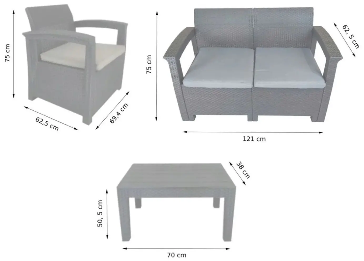 Комплект садовой мебели GardenLine ZUM6454 (Anthracite) - 2