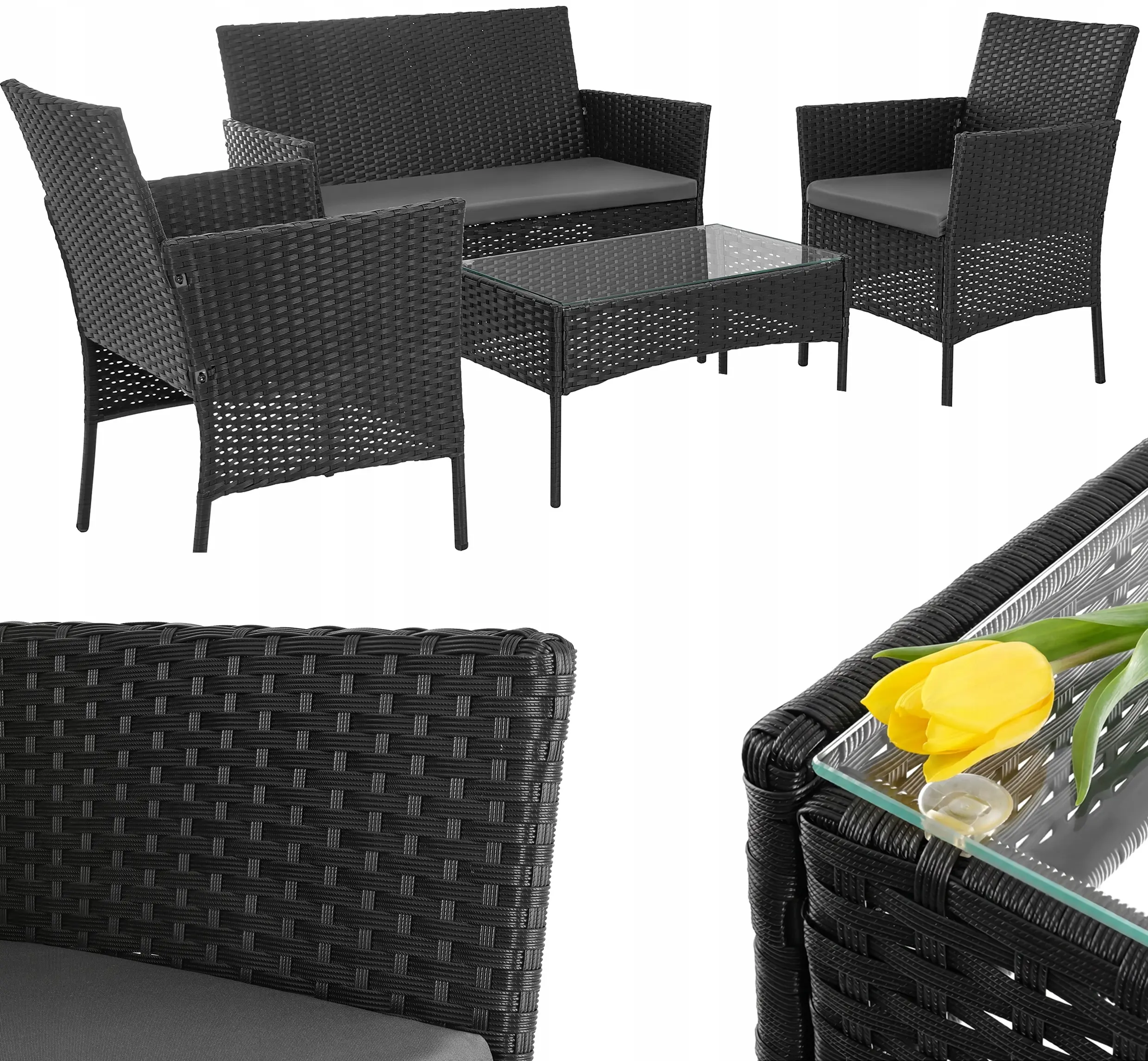 Комплект садовой мебели Gardlov 26908 (Black/Gray) - 3