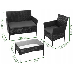 Комплект садовой мебели Gardlov 26908 (Black/Gray) Thumb