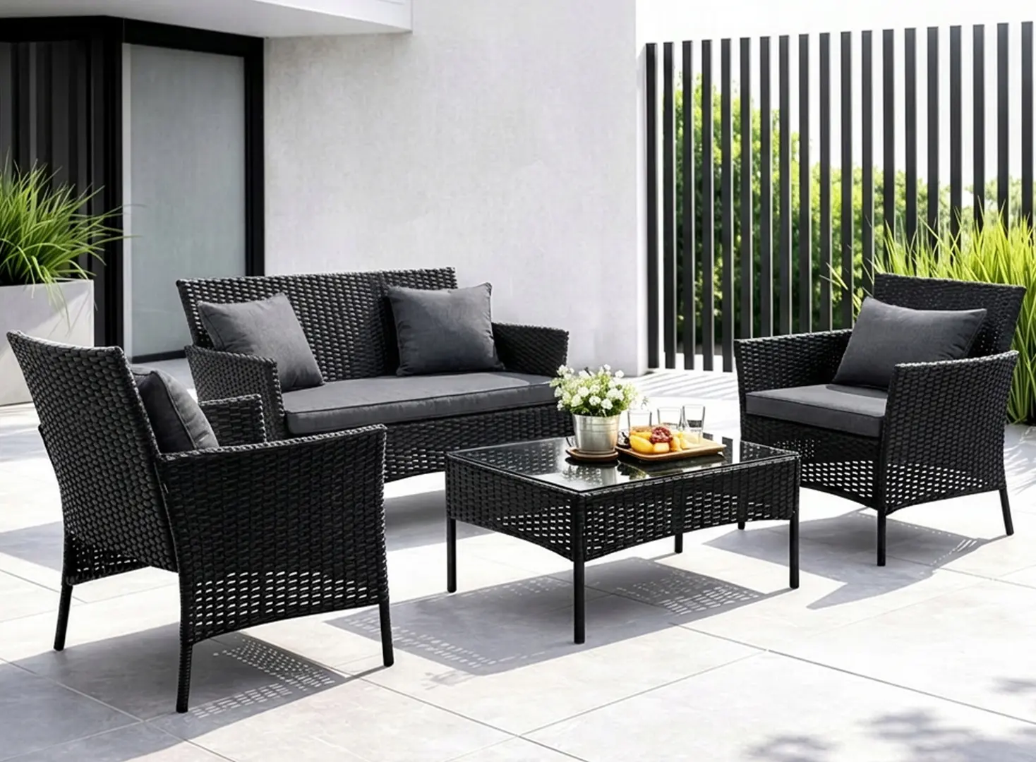 Комплект садовой мебели Gardlov 26908 (Black/Gray)