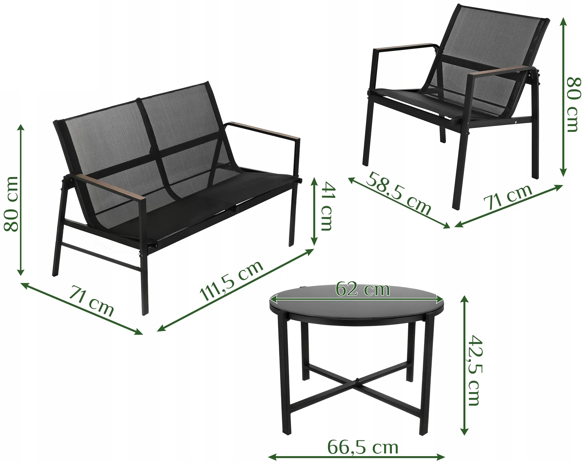 Комплект садовой мебели Gardlov 27622 (Black/Wood) - 8