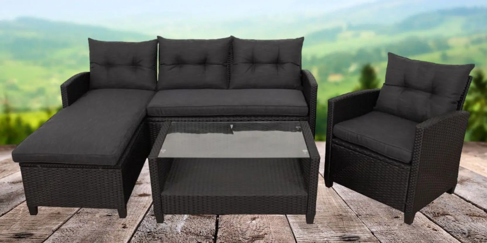 Set mobilier de gradina Green Bay Cebu (Black)