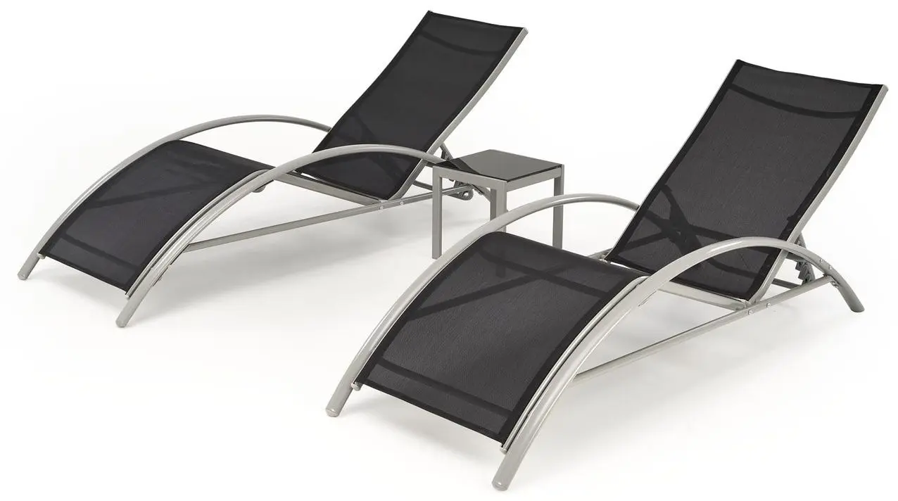 Set de sezlonguri cu masuta Halmar Embolo (Black/Light Grey)
