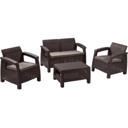 Set mobilier de gradina Heniver Novara 2+1+1+T (Brown) Thumb