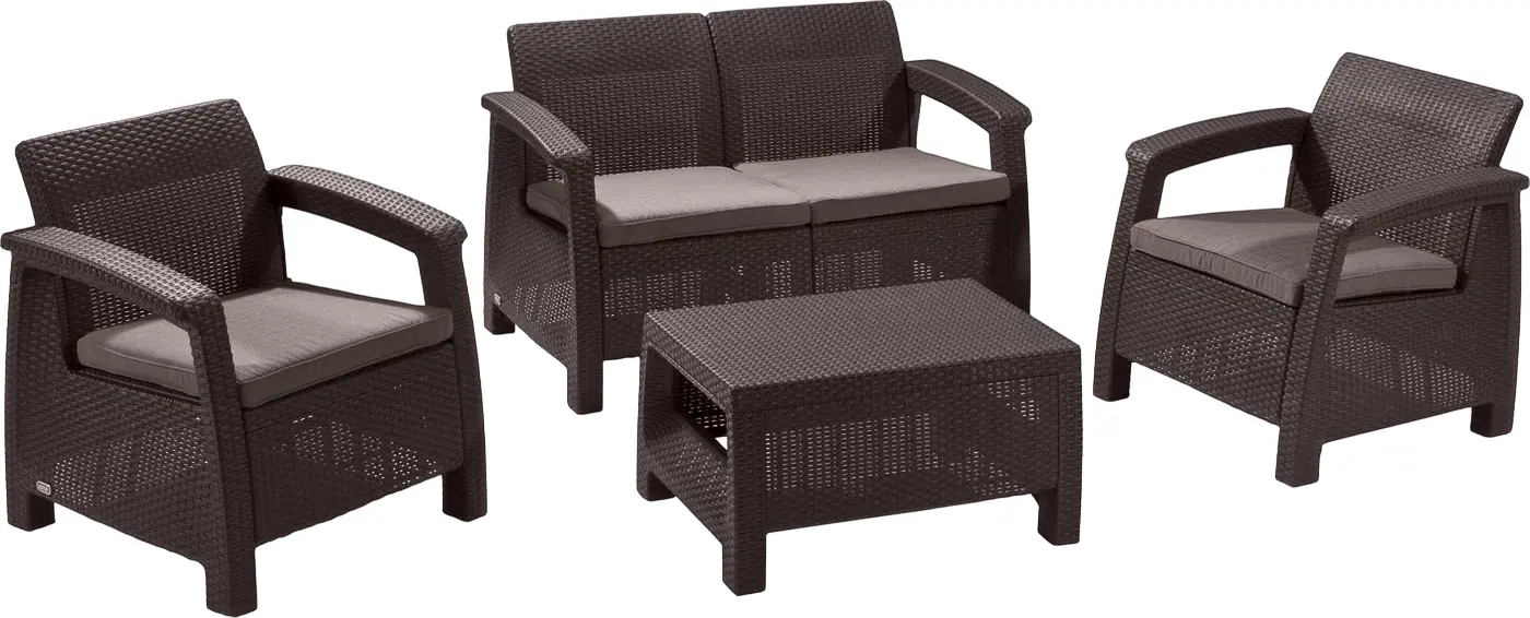 Set mobilier de gradina Heniver Novara 2+1+1+T (Brown) - 3