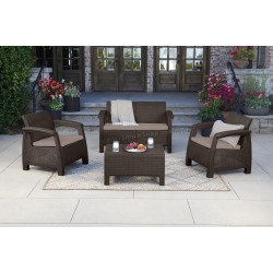 Set mobilier de gradina Heniver Novara 2+1+1+T (Brown)