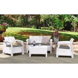 Set mobilier de gradina Heniver Novara 2+1+1+T (White)