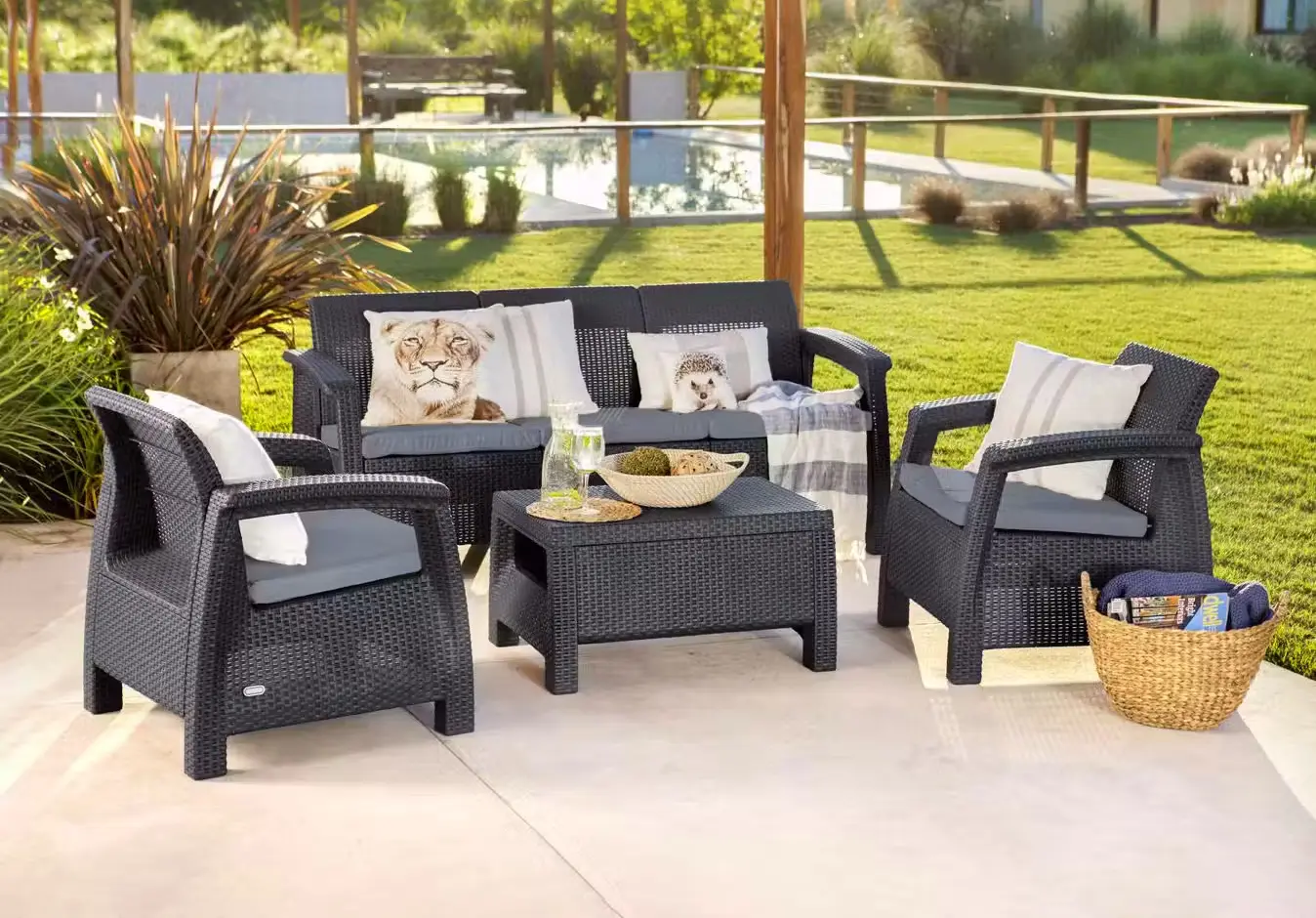 Set mobilier de gradina Heniver Novara 3+1+1+T (Anthracite)