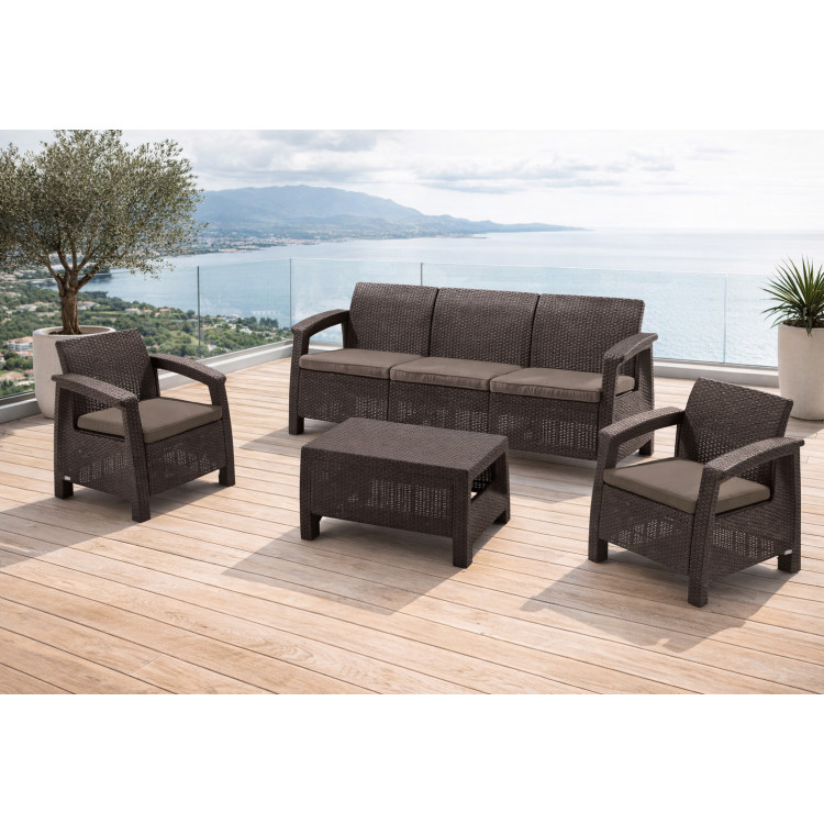 Комплект садовой мебели Heniver Novara 3+1+1+T (Brown)