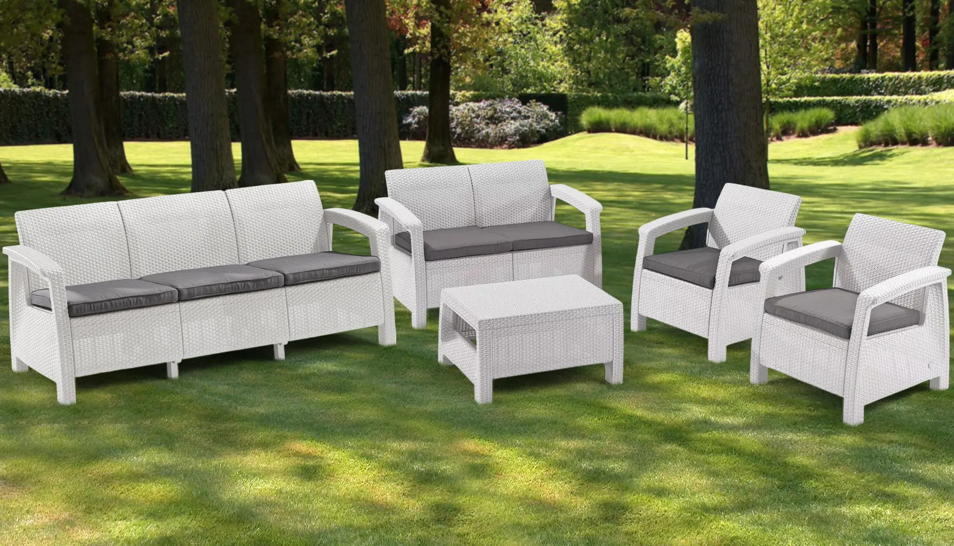 Set mobilier de gradina Heniver Novara 3+2+1+1+T (White)