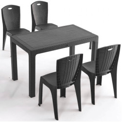 Set mobilier de gradina Heniver Rattan Table 120x70 + Paris Anthracite (1+4) Thumb