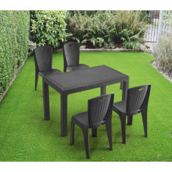 Комплект садовой мебели Heniver Rattan Table 120x70 + Paris Anthracite (1+4)