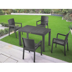 Комплект садовой мебели Heniver Rattan Table 120x70 + Vector Anthracite (1+4)