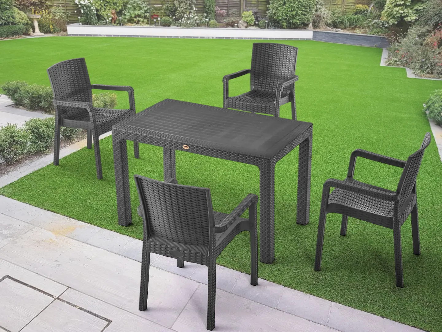 Set mobilier de gradina Heniver Rattan Table 120x70 + Vector Anthracite (1+4)