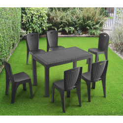 Set mobilier de gradina Heniver Rattan Table 150x90 + Paris Anthracite (1+6)