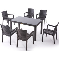 Комплект садовой мебели Heniver Rattan Table 150x90 + Vector Anthracite (1+6) Thumb