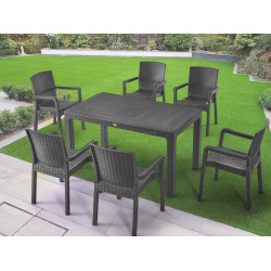 Комплект садовой мебели Heniver Rattan Table 150x90 + Vector Anthracite (1+6)