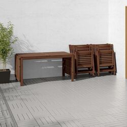 Set mobilier de gradina Ikea Applaro 8 scaune pliante/masa plianta (Vopsit Maro/Kuddarna Gri) Thumb