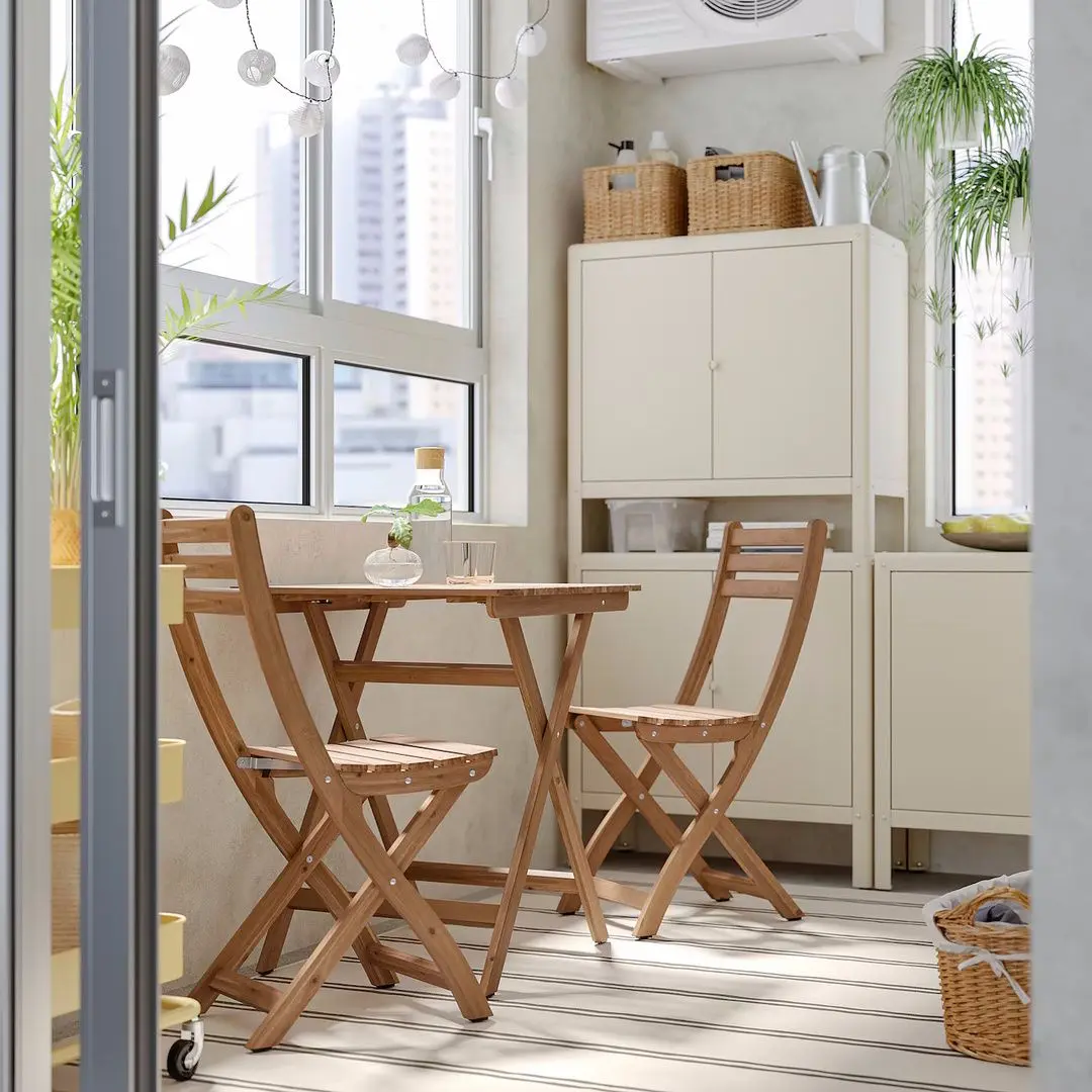 Set mobilier de gradina Ikea Askholmen 2 scaune/pliabil 60x62 (Maro Inchis)