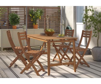 Set mobilier de gradina Ikea Askholmen 4 scaune/pliabil 143x75 (Maro Inchis)