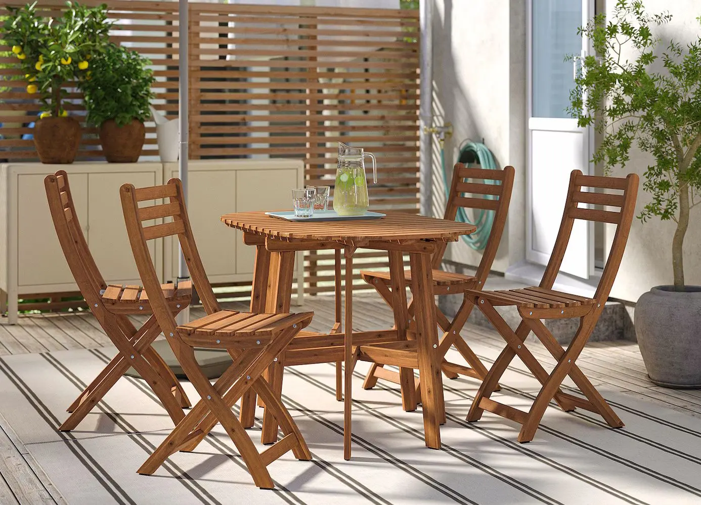 Set mobilier de gradina Ikea Askholmen 4 scaune/pliabil 60x30 (Maro Inchis)