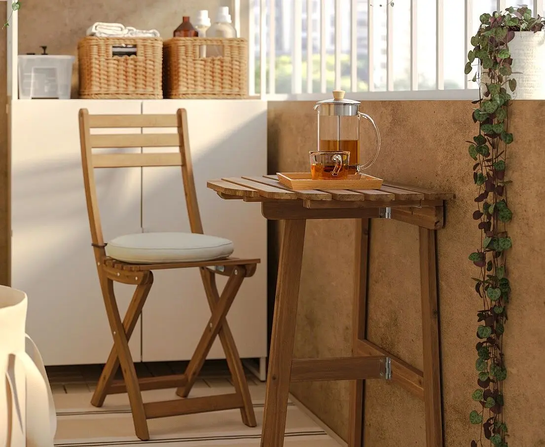 Set mobilier de gradina Ikea Askholmen/Froson/Duvholmen 1 scaun/pliabil 70x44 (Maro Inchis/Bej)