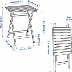 Set mobilier de gradina Ikea Askholmen/Froson/Duvholmen 2 scaune/pliabil 60x62 (Maro Inchis/Bej) Thumb