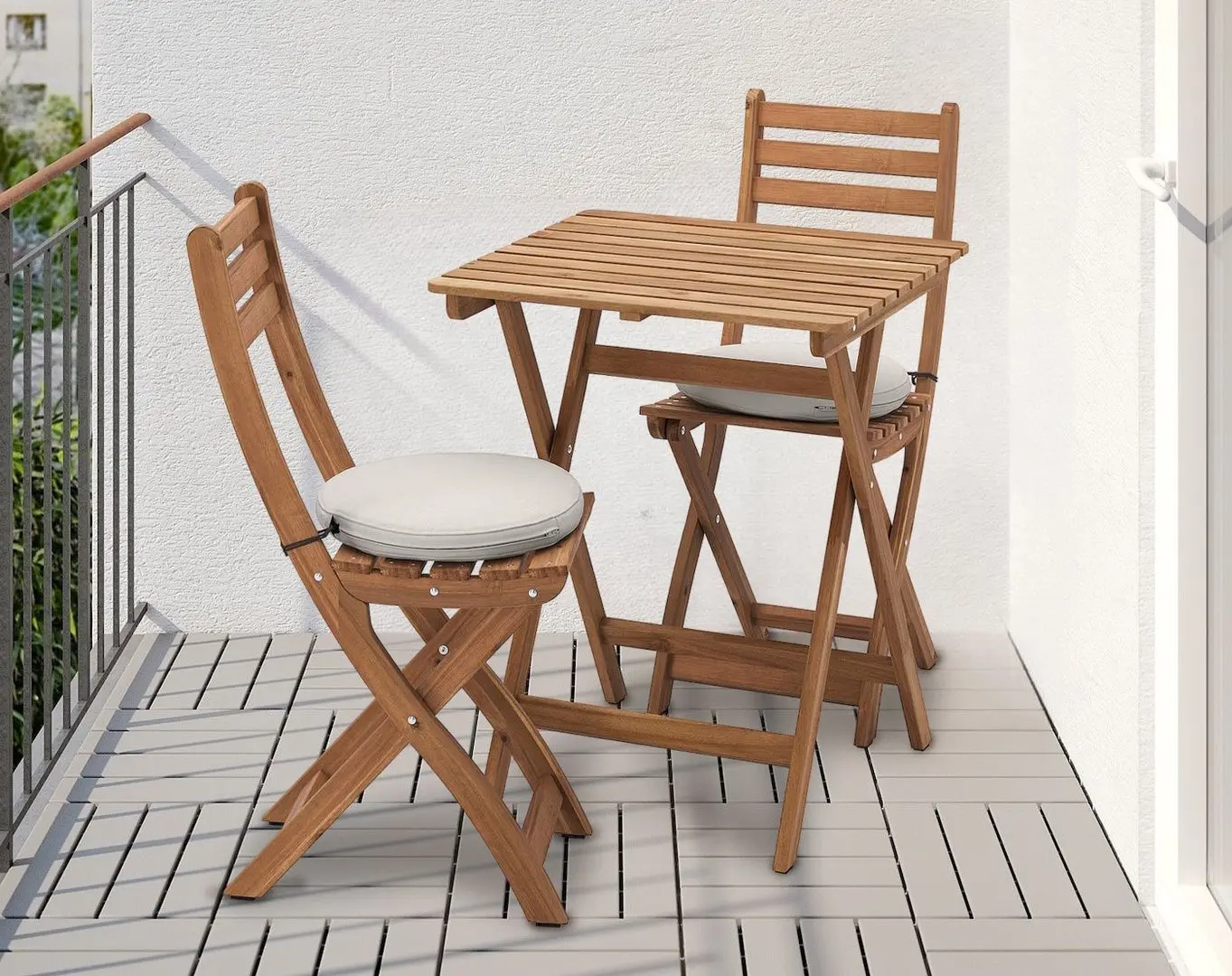 Set mobilier de gradina Ikea Askholmen/Froson/Duvholmen 2 scaune/pliabil 60x62 (Maro Inchis/Bej)