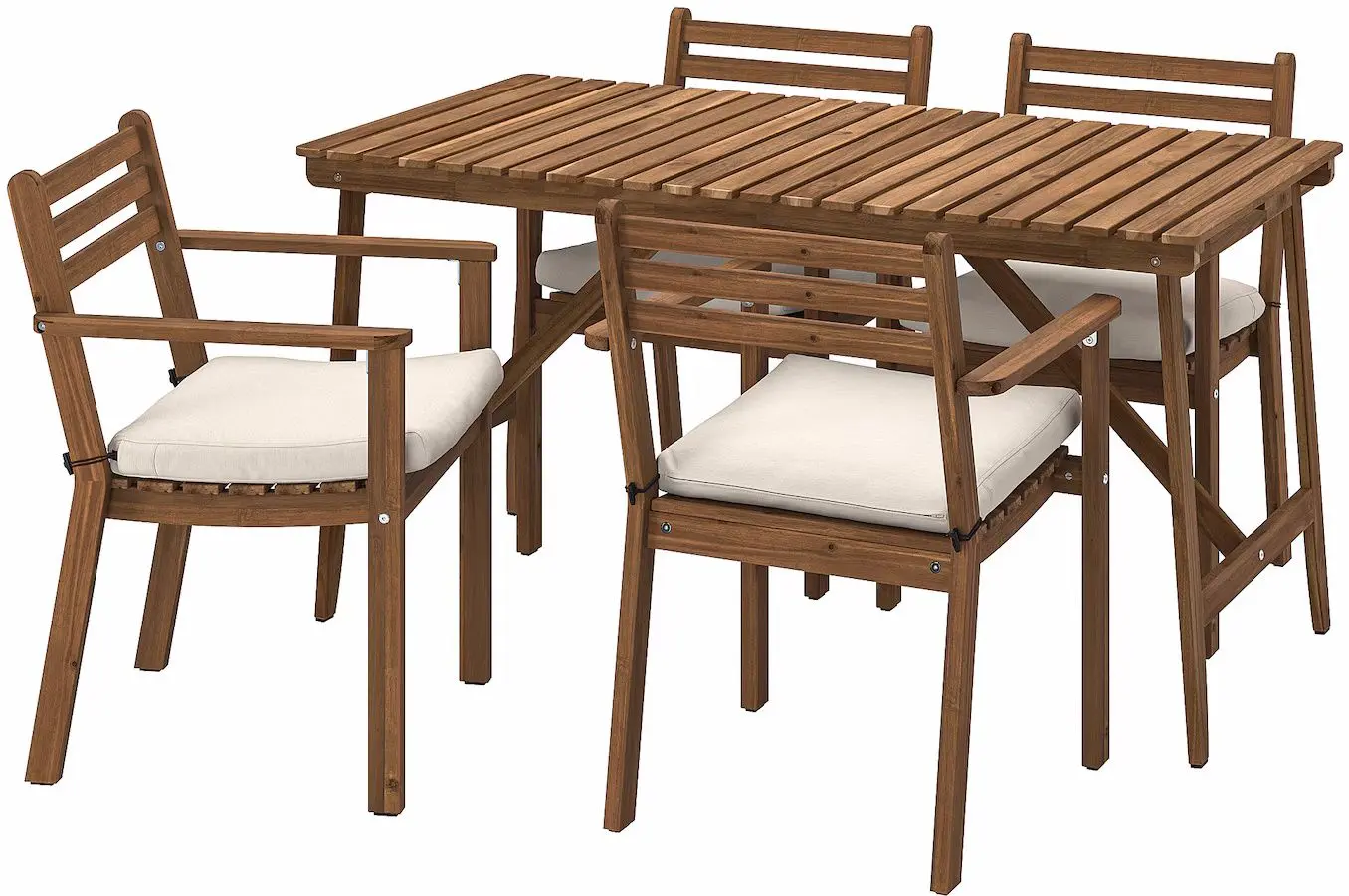 Set mobilier de gradina Ikea Askholmen/Froson/Duvholmen 4 scaune/cu cotiere 143x75 (Maro Inchis/Bej)