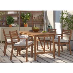 Set mobilier de gradina Ikea Askholmen/Froson/Duvholmen 4 scaune/cu cotiere 143x75 (Maro Inchis/Bej)
