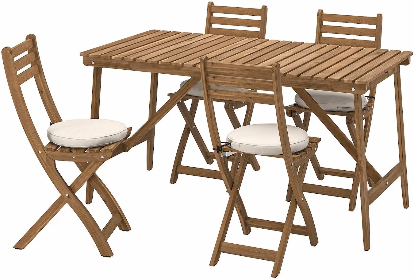 Set mobilier de gradina Ikea Askholmen/Froson/Duvholmen 4 scaune/pliabil 143x75 (Maro Inchis/Bej)