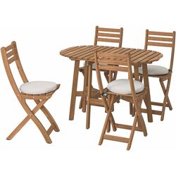 Set mobilier de gradina Ikea Askholmen/Froson/Duvholmen 4 scaune/pliabil 60x30 (Maro Inchis/Bej) Thumb