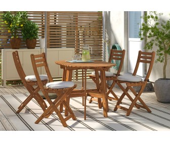 Set mobilier de gradina Ikea Askholmen/Froson/Duvholmen 4 scaune/pliabil 60x30 (Maro Inchis/Bej)