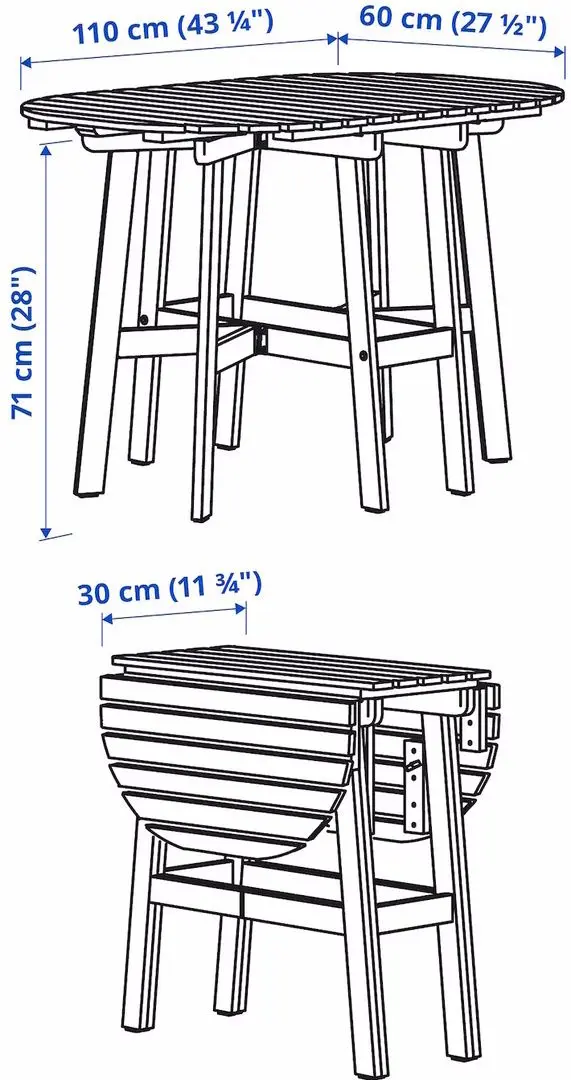 Set mobilier de gradina Ikea Askholmen/Froson/Duvholmen 4 scaune/pliabil 60x30 (Maro Inchis/Bej)