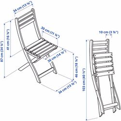 Set mobilier de gradina Ikea Askholmen/Froson/Duvholmen 4 scaune/pliabil 60x30 (Maro Inchis/Bej) Thumb